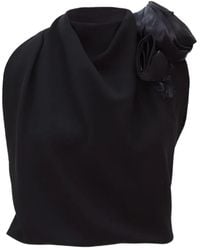 Gemy Maalouf - Floral-Appliqué Draped Top - Lyst