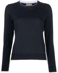 N.Peal Cashmere - Striped-border Cotton-cashmere Sweater - Lyst