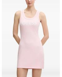 Guess - Sunflower Ribbed Logo-Embroidered Mini Dress - Lyst