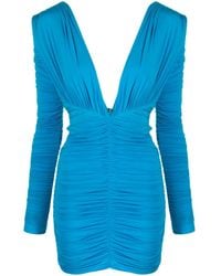 Alex Perry - Ruched Plunge Minidress - Lyst