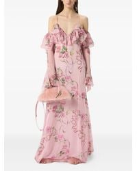 Blumarine - Robe Longue Volantée À Fleurs - Lyst