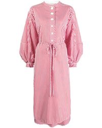 Lee Mathews - Striped Cotton Midi Dress - Lyst