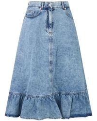 Moschino - Flared Midi-Rok Met Ruches - Lyst