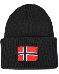 Napapijri - Flag-Detail Ribbed Beanie Hat - Lyst