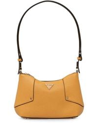 Guess - Darcy Logo-Plaque Pebbled-Effect Shoulder Bag - Lyst