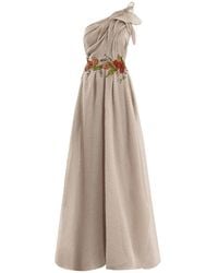 Gemy Maalouf - Floral-Embroidered One-Shoulder Maxi Dress - Lyst