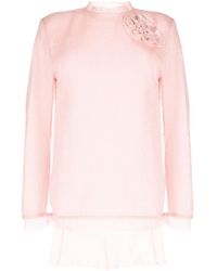 Ermanno Scervino - Floral-Appliqué Silk Knitted Top - Lyst