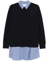 Sacai - Poplin X Cotton Striped Collared Knit Dress - Lyst