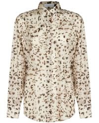 Brunello Cucinelli - Animal-print Silk Shirt - Lyst