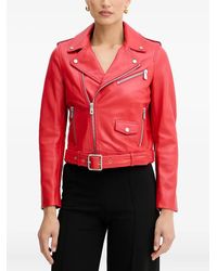 Pinko - Bikerjacke Aus Leder Mit Gürtel - Lyst