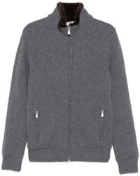 Barba Napoli - Fur-Trim Ribbed-Knit Jacket - Lyst