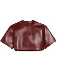Balenciaga - Short-Sleeve Leather T-Shirt - Lyst