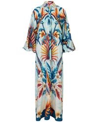 F.R.S For Restless Sleepers - Tropical-Print Silk Maxi Dress - Lyst