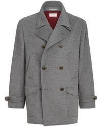 Brunello Cucinelli - Virgin Wool Cloth Four-Pocket Pea Coat - Lyst