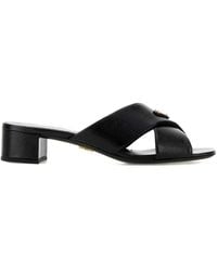 Prada - Sandales Criss En Cuir À Brides Croisées - Lyst