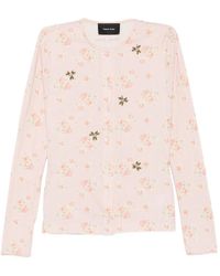 Simone Rocha - Floral-Print Crystal-Embellished Cardigan - Lyst