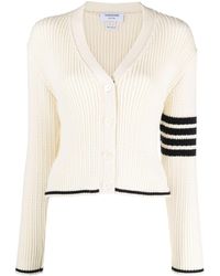 Thom Browne - Stripe-detailing Cable-knit Cardigan - Lyst