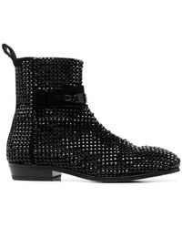 Philipp Plein - Crystal-embellished Suede Boots - Lyst