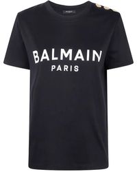 Balmain - T-Shirt Mit Logo-Print - Lyst