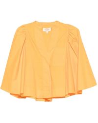 Psophia - Cape-Sleeve V-Neck Cotton Blouse - Lyst