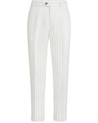 Brunello Cucinelli - Striped Pleated Trousers - Lyst