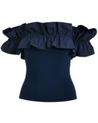 Essentiel Antwerp - Ruffled-Neck Off-Shoulder Top - Lyst