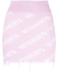 Vetements - Intarsia-knit Logo Miniskirt - Lyst