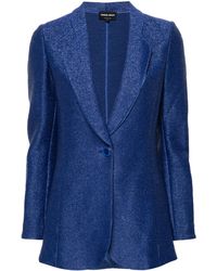 Giorgio Armani - Single-breasted Jacket In A Raffia-effect Jacquard Cotton-blend Jersey - Lyst
