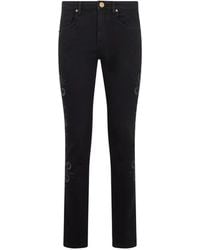 Roberto Cavalli - Jean Crop À Broderies Serpent - Lyst