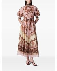 Zimmermann - Aster Billow Jacobean-Print Silk Midi Dress - Lyst
