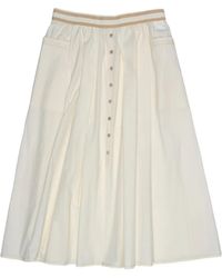 Bimba Y Lola - Buttoned Cotton Midi Skirt - Lyst