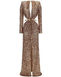 Elisabetta Franchi - Carpet V-Neck Maxi Dress - Lyst