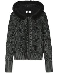 Izzue - Cable-Knit Hooded Cardigan - Lyst
