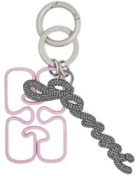 Ganni - Schlüsselanhänger Mit Logo-Schild - Lyst
