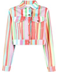 Moschino Jeans - Striped Cropped Cotton Jacket - Lyst