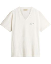 Woolrich - V-Neck Slub-Texture T-Shirt - Lyst