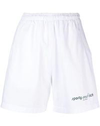 Sporty & Rich - Logo-Print Cotton Track Shorts - Lyst