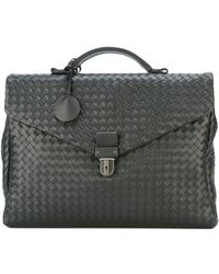 Bottega Veneta Kleine Aktentasche mit Intrecciato-Muster - Schwarz