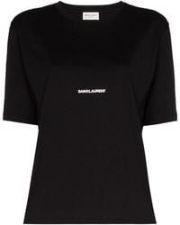 Saint Laurent - T-shirt Aus Baumwoll-jersey Mit Print - Lyst