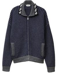 Versace - Cardigan Zippé En Maille De Laine Intarsia - Lyst