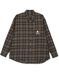 Mastermind Japan - Skull-Embroidered Plaid Shirt - Lyst