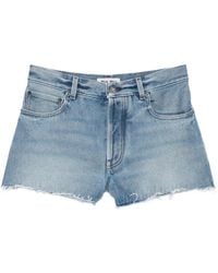 Miu Miu - Short En Jean À Bords Francs - Lyst