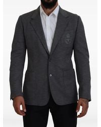 Dolce & Gabbana - Blazer En Laine À Logo Brodé - Lyst