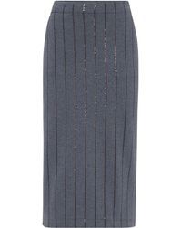Brunello Cucinelli - Midi-Rok Met Pailletten - Lyst