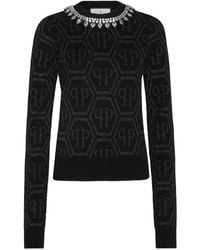 Philipp Plein - Monogram Crystal-Embellished Jumper - Lyst
