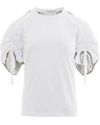 3.1 Phillip Lim - Ruched-Sleeve Striped-Back T-Shirt - Lyst