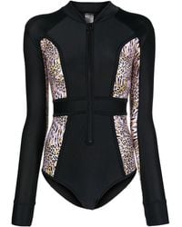 Duskii - Long-Sleeve Leopard-Print Surf Suit - Lyst
