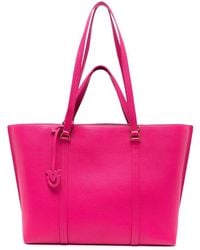 Pinko - Love Birds Leather Tote Bag - Lyst