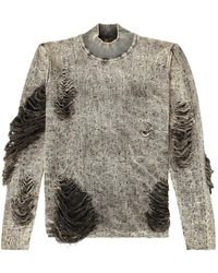 DIESEL - Ausgefranster K-Fjordi Pullover Mit Stehkragen - Lyst