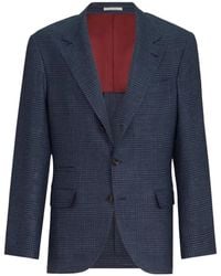 Brunello Cucinelli - Prince Of Wales Gedecontrueerde Blazer Van Wol- Zijde- En Linnenblend - Lyst